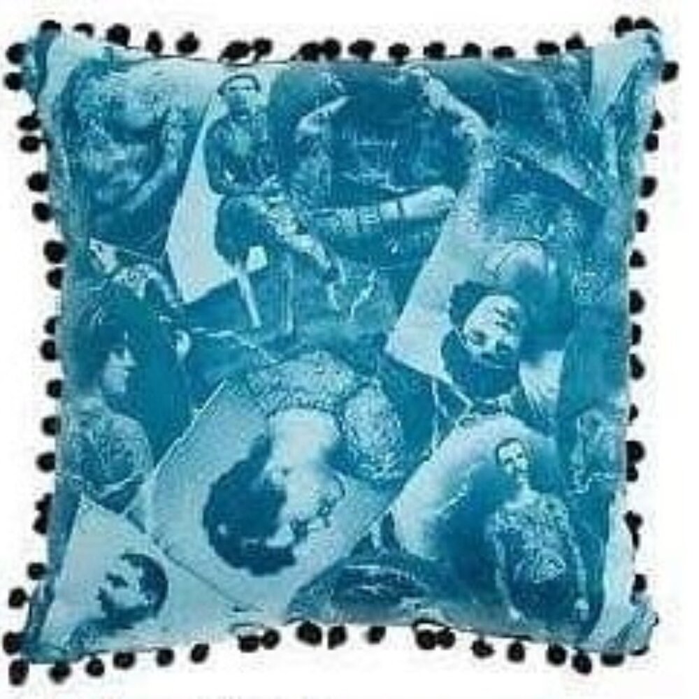 Sourpuss Old timers pillow teal